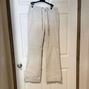 Hydraulic Cream Wide-Leg Drawstring Cargo Jeans